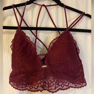 PINK strappy burgundy/wine bralette